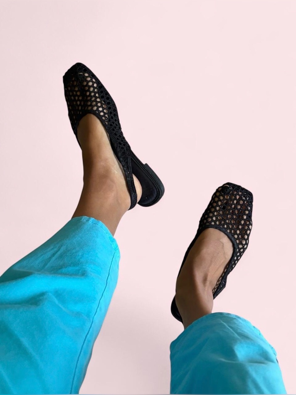 Zara Black Knit Slingback Flats - Women